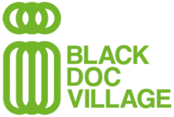 Logo for Black Doc Village featuring a stylized black and green image with text.