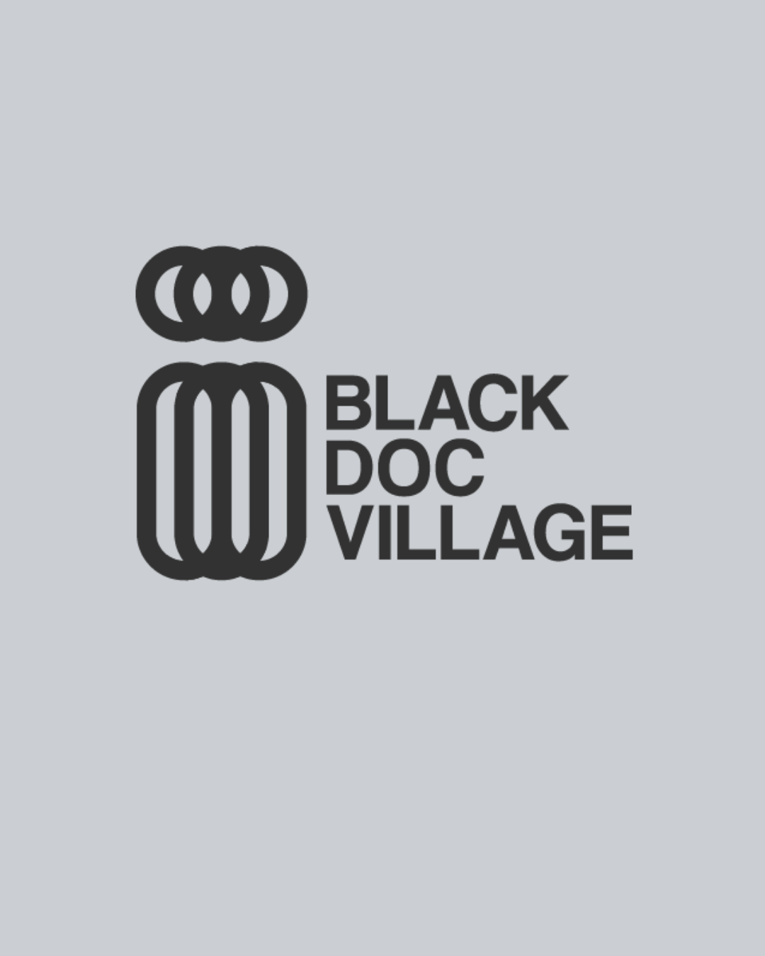 Black Doc Village logo with a stylized black barber pole and the words 'Black Doc Village' on a gray background.
