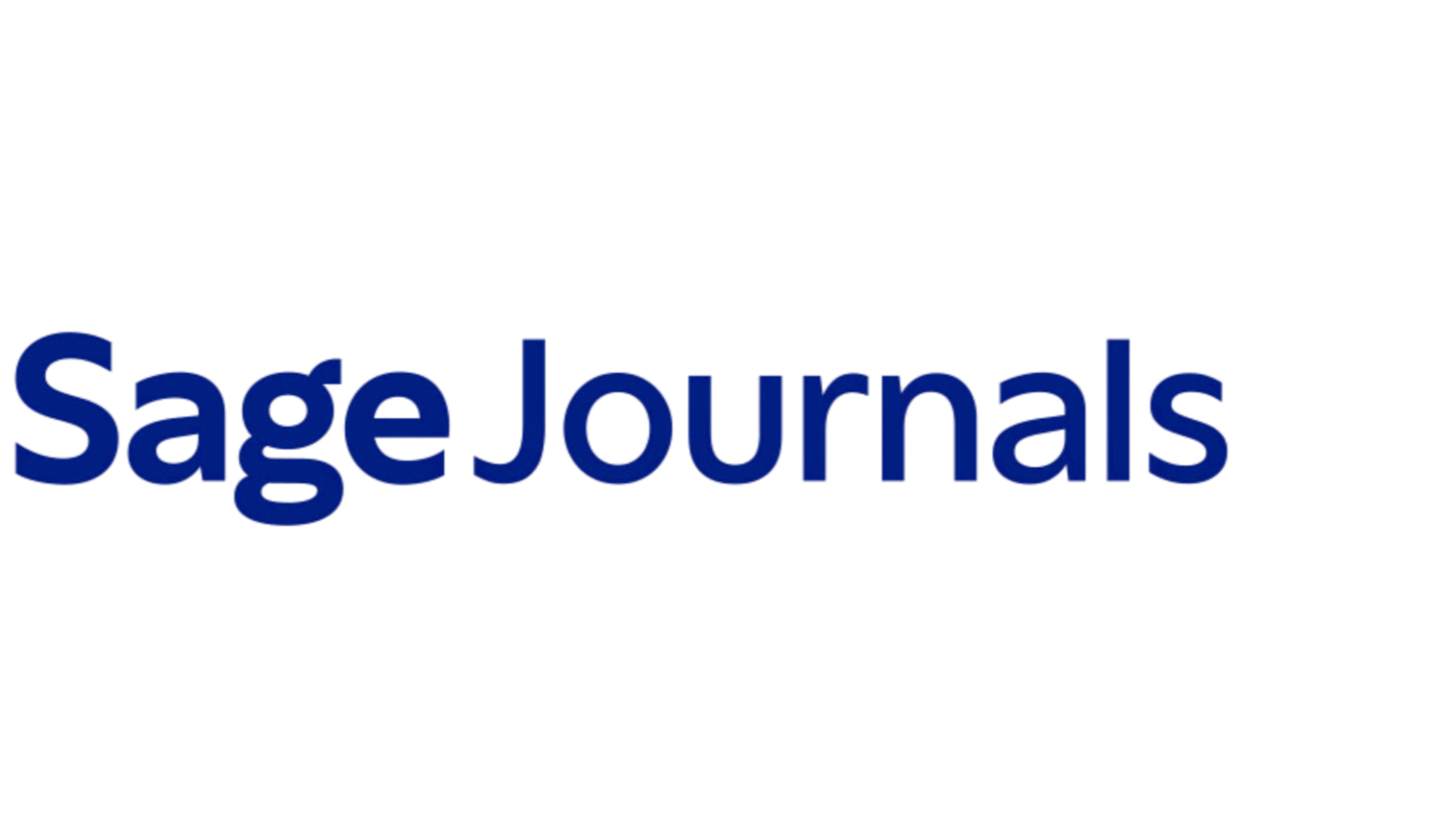 The logo of Sage Journals with text in blue color.