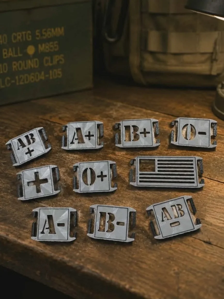 Tactical MOLLE Blood Type and Flag Tags