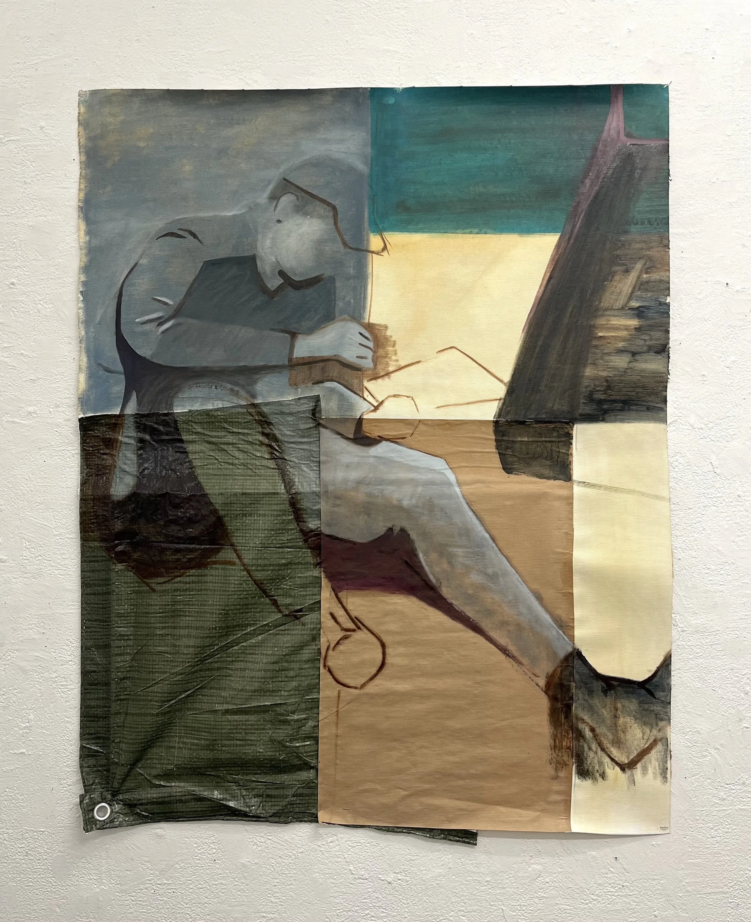 "Plannig" Oil on collage, 80 x 90 cm
