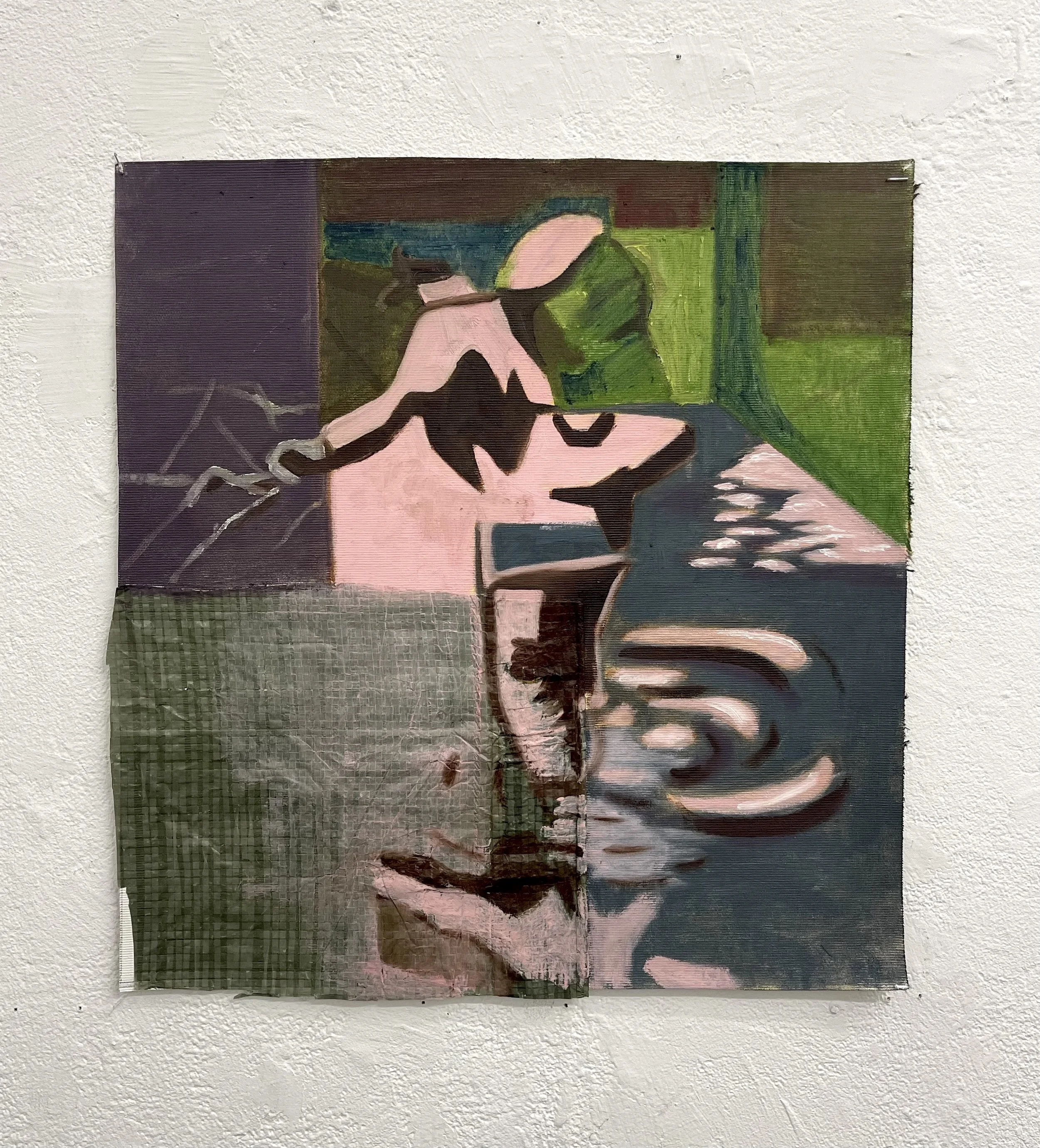 "Walk" Oil on collage, 30 x 30 cm