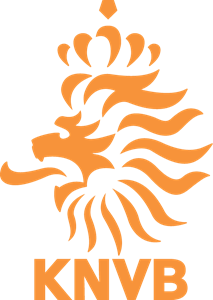Logo van de Koninklijke Nederlandse Voetbalbond met een oranje leeuw en de letters KNVB