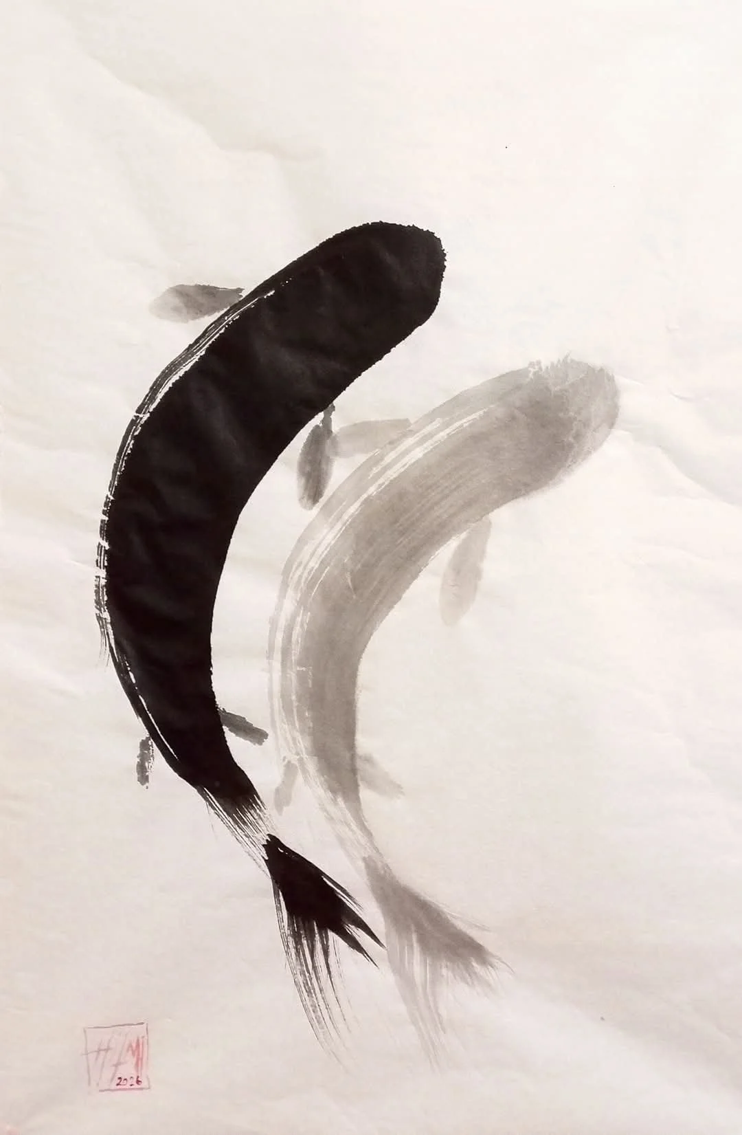 Soul and Its Reflection
Sumi-e on paper, 2026
50 × 34.5 cm
Private collection, Türkiye