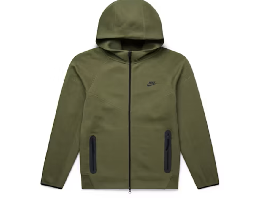 used green Nike tech zip up hoodie