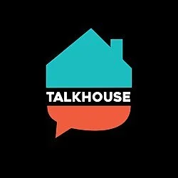 Logo of Talkhouse with a stylized house icon and speech bubble