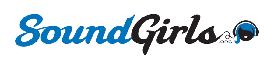 Logo for SoundGirls.org with stylized text and a graphic of a woman's head with headphones.
