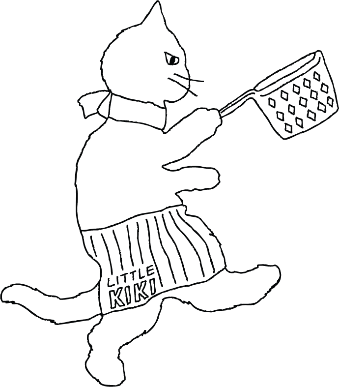 cat cooking with frier basket