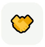 Pixel art of two hands shaking.