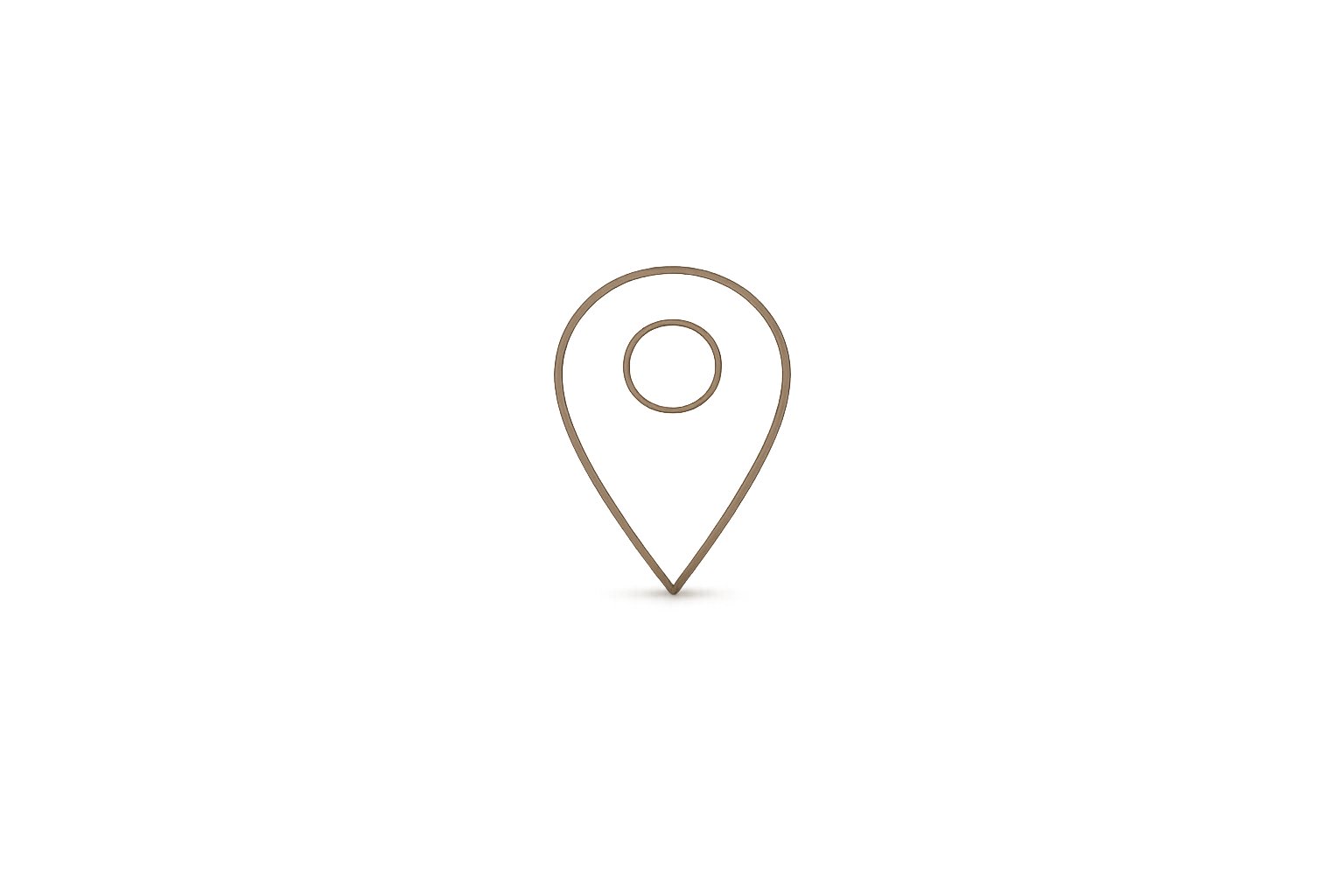A beige-colored object resembling a map pin or location marker sitting on a reflective surface, with colorful, distorted, and streaked surroundings in purple, green, blue, and black hues.