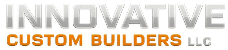 Logo for Innovative Custom Builders LLC with metallic and orange text