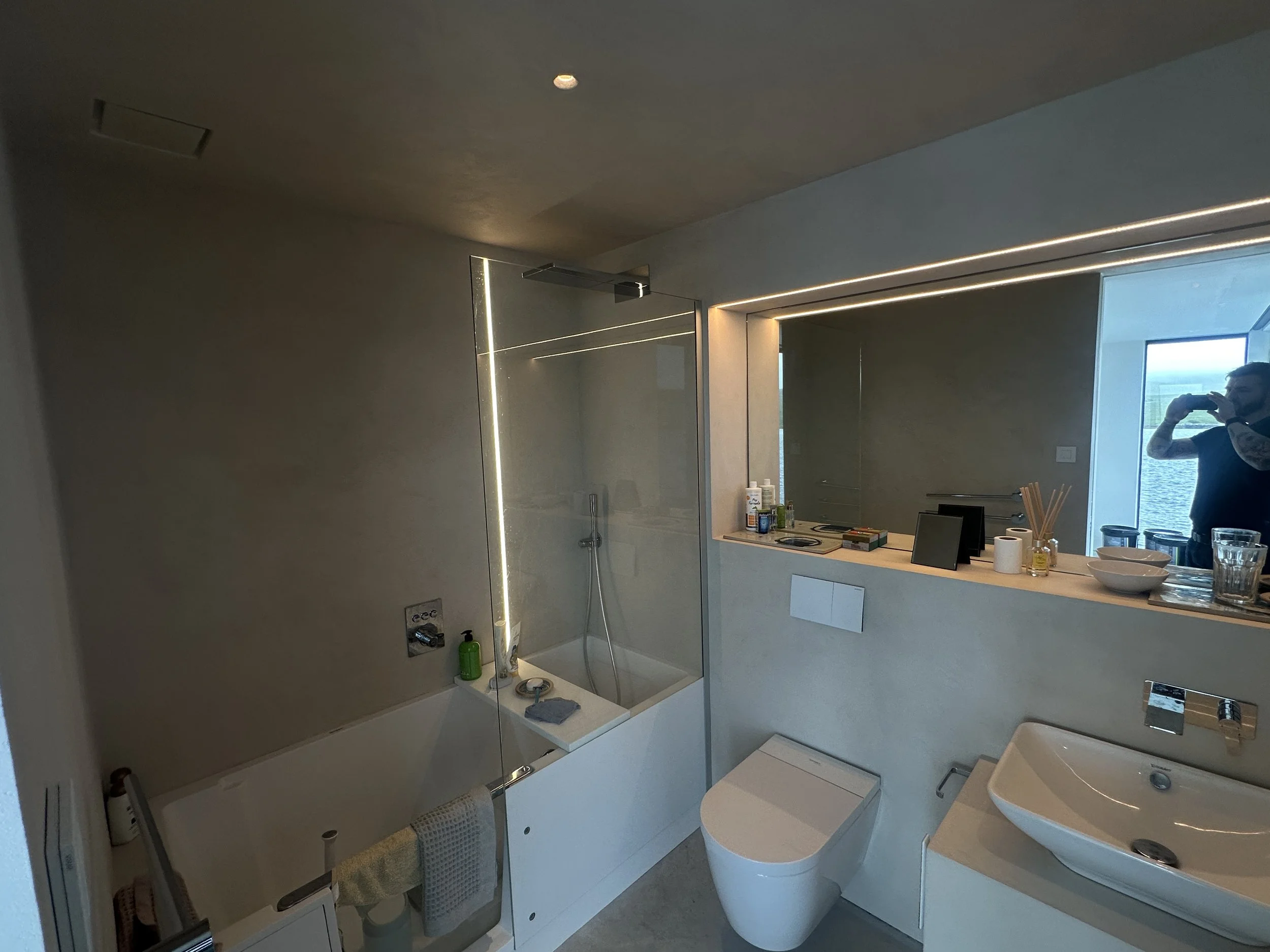 Bespoke microcement bathroom finish at Taigh a’ Chladaich, Edinbane, Isle of Skye