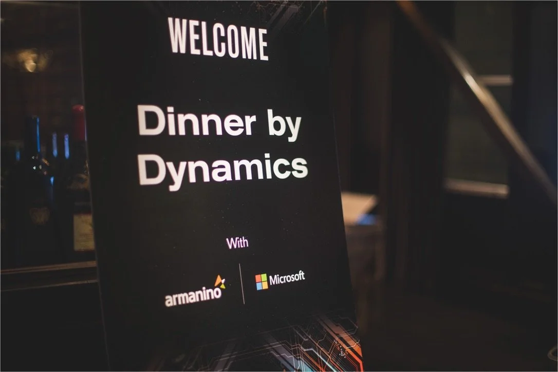 Welcome sign to the Dinner by Dynamics executive dinner