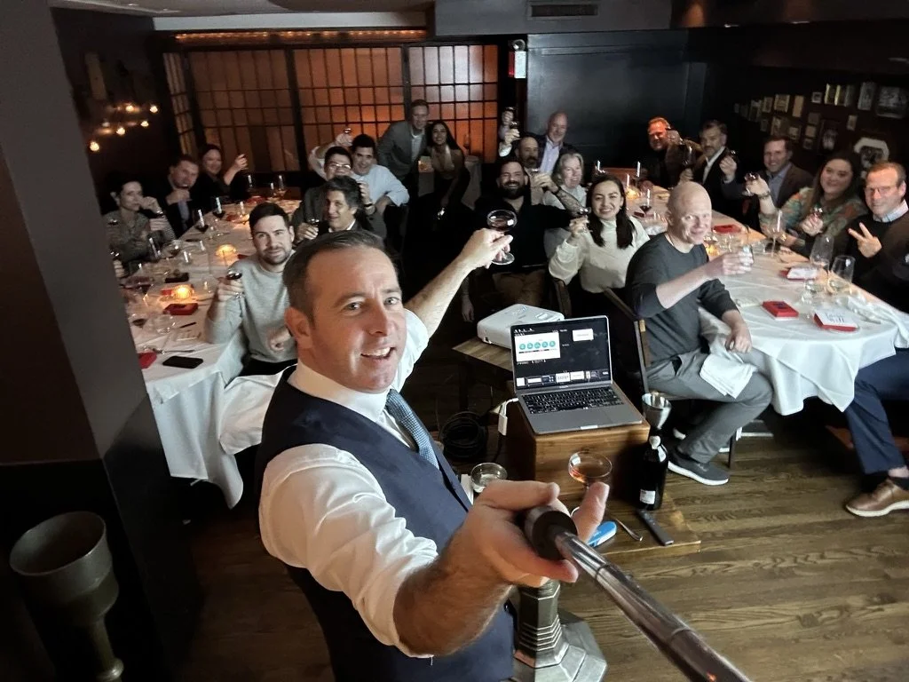 Selfie over a vintage Port toast