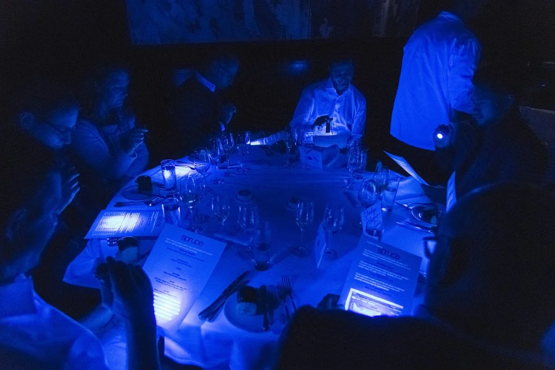 Menus that happened to be personalized for each guest with a surprise message in bank-quality invisible ink