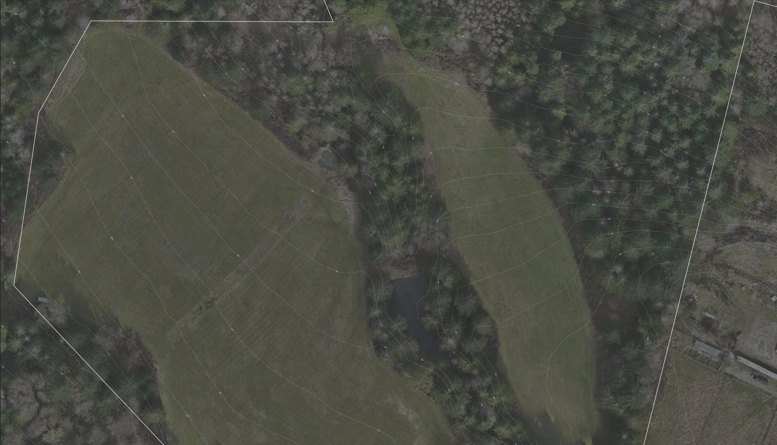 Drone orthophoto with elevation contours 