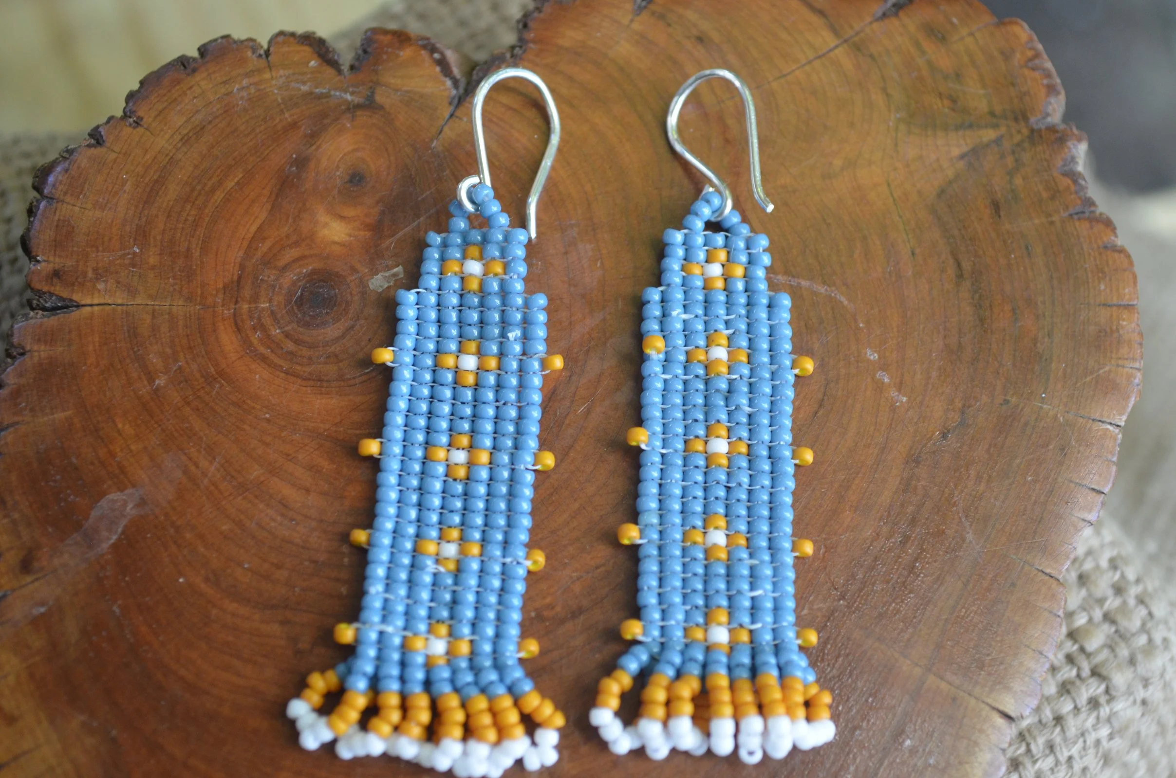 Blue Skies at the Pumpkin Patch Beaded Earrings