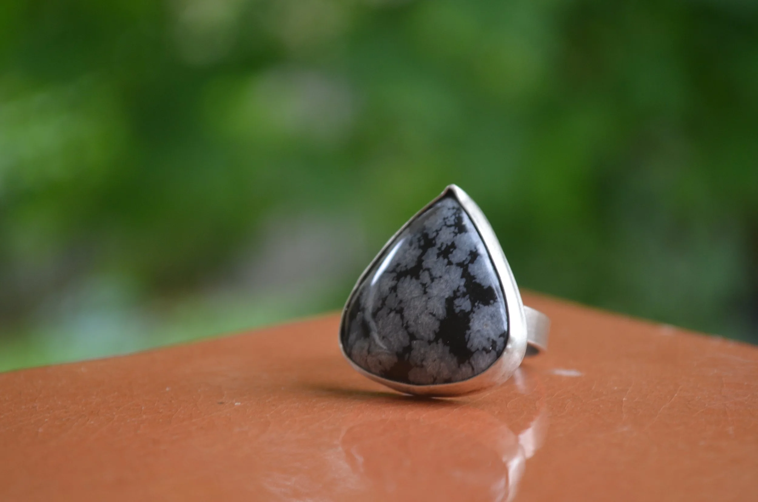Snowflake Obsidian Ring, size 6.25