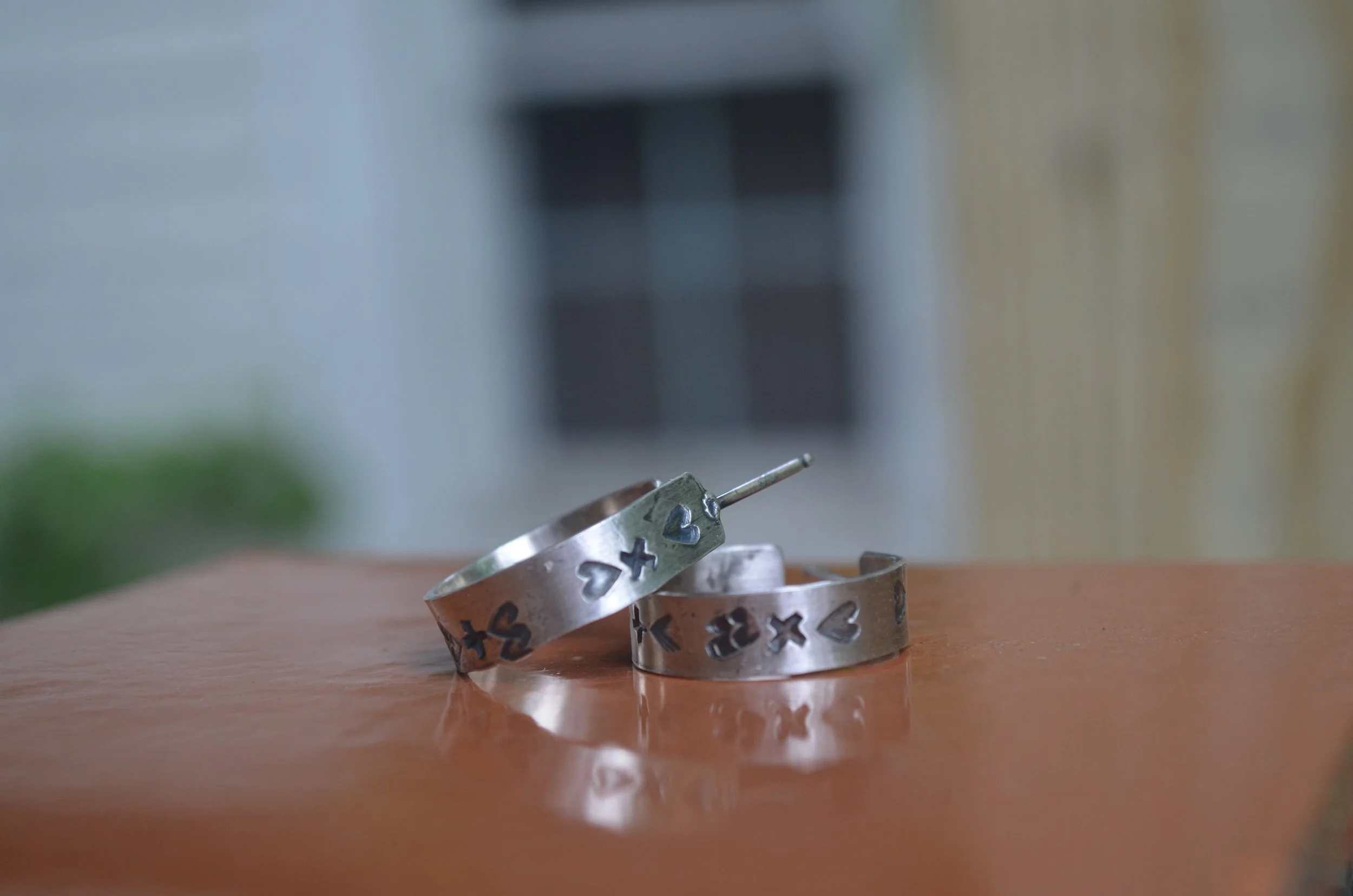 Hand Stamped Hoop Earrings