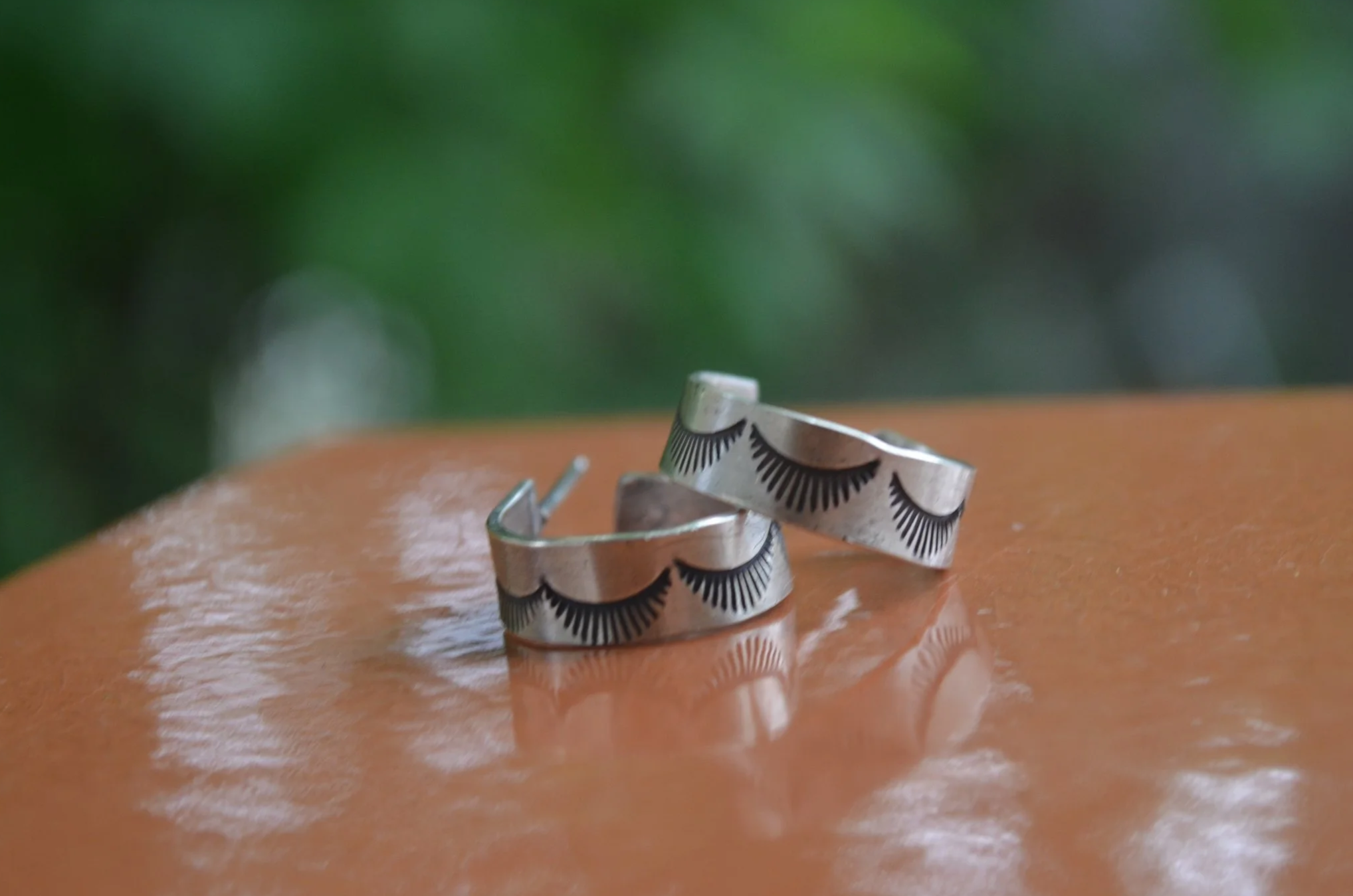 Eyelash Stamped Hoops