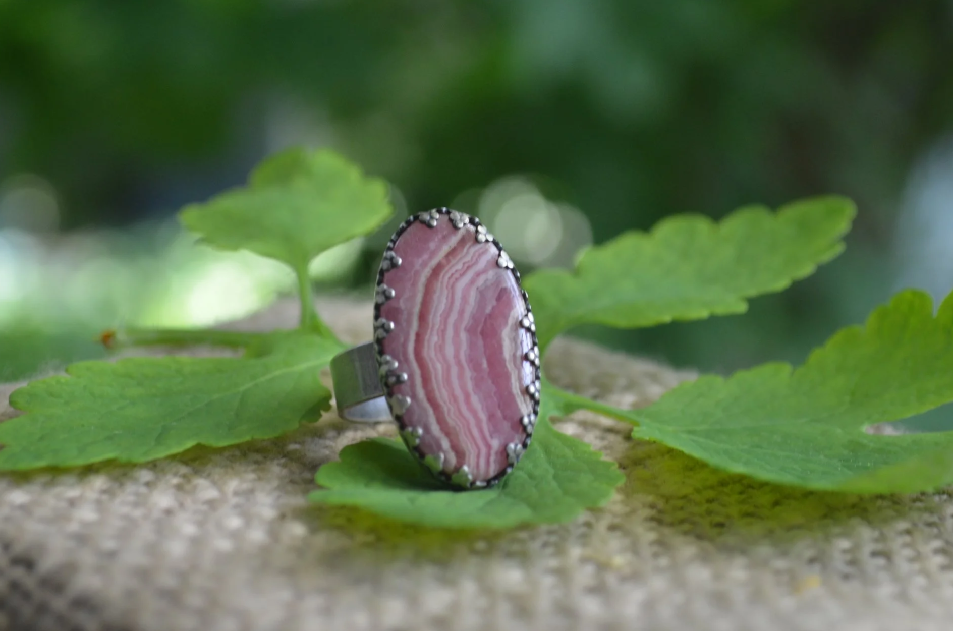 Rhodochrosite Ring, size 7.5