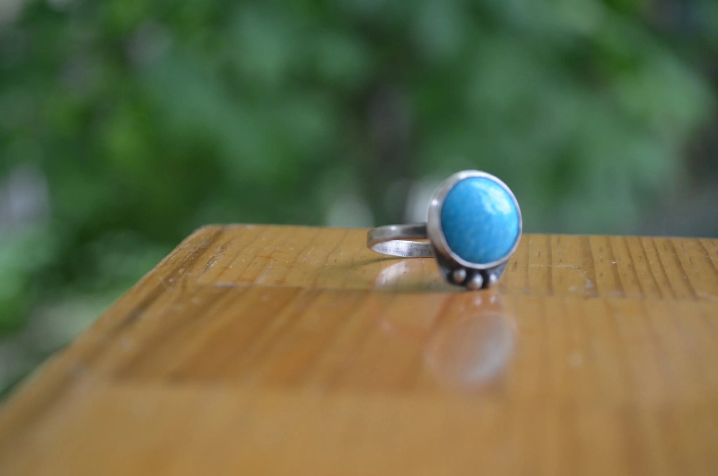 Round Turquoise Ring, size 6.25