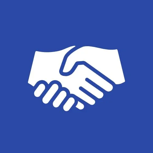 An icon with a graphic of two hands shaking in it