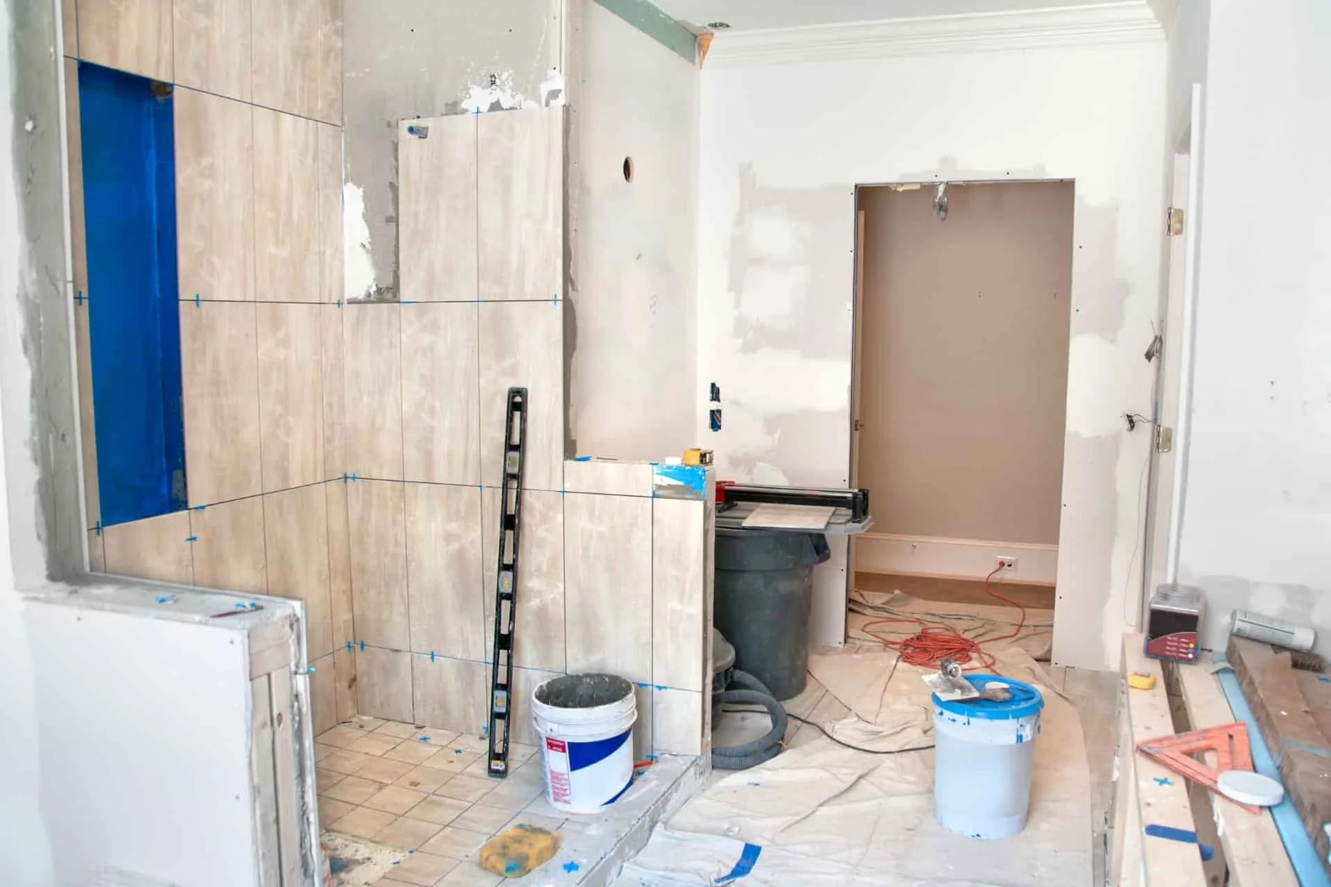 A bathroom undergoing renovation