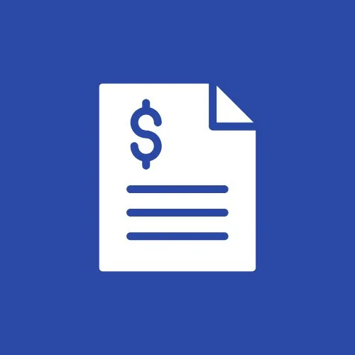an icon with an invoice graphic in it