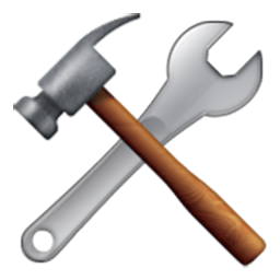 A hammer and a wrench crossed over each other.