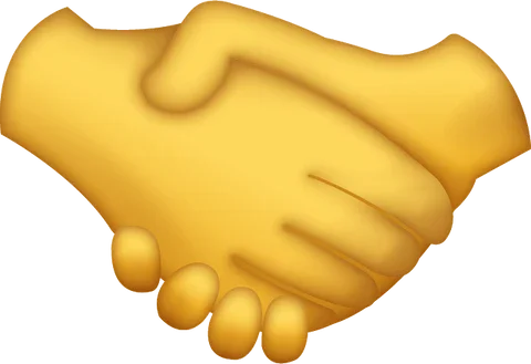 Digital illustration of a handshake emoji.