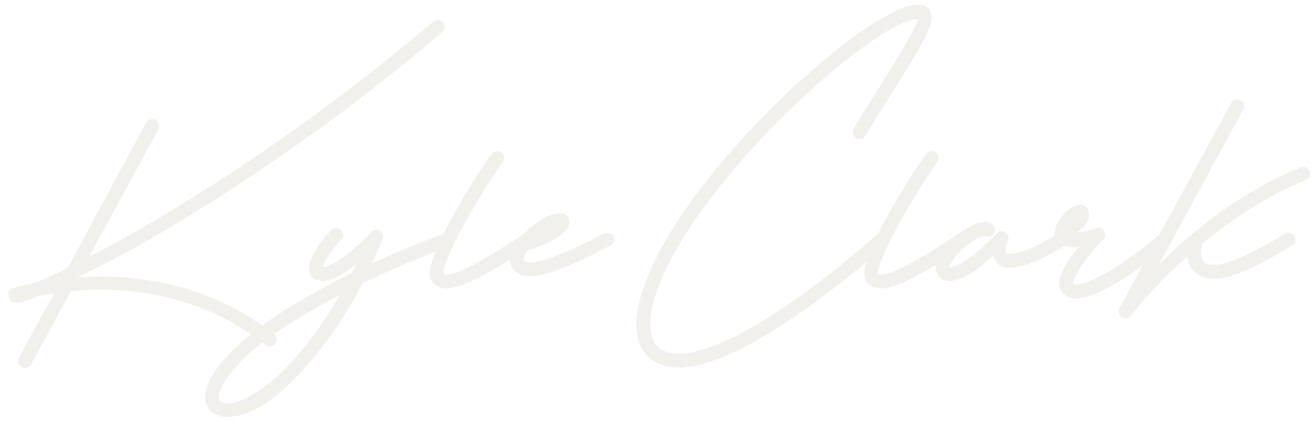 Neon sign that reads 'Kylie Clark' in white cursive letters on a black background.
