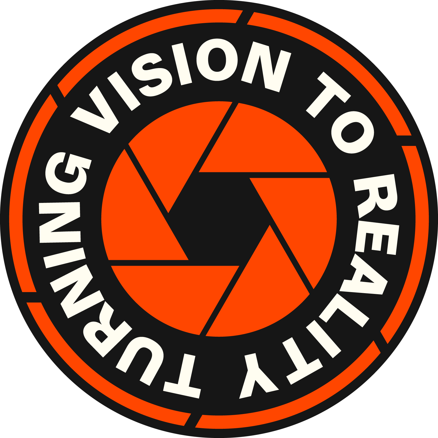 A circular logo in black and orange with the words "TRUST YOUR GUT" and "RESOLUTION" around a stylized camera shutter icon in the center.