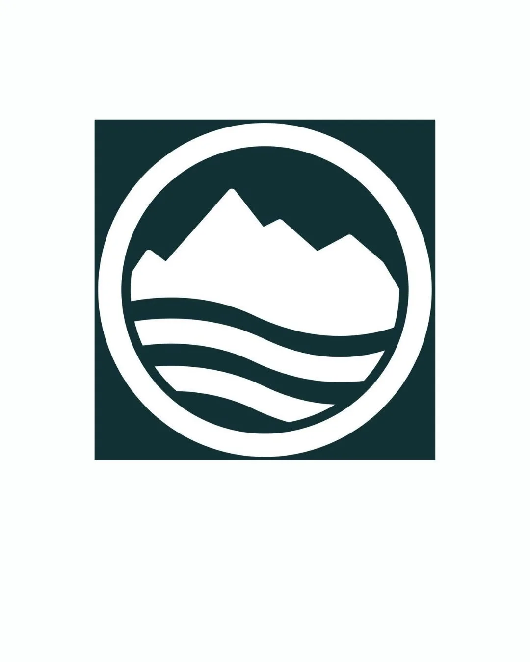 Logo depicting mountains, waves, and a circular border, representing nature and outdoor activities.