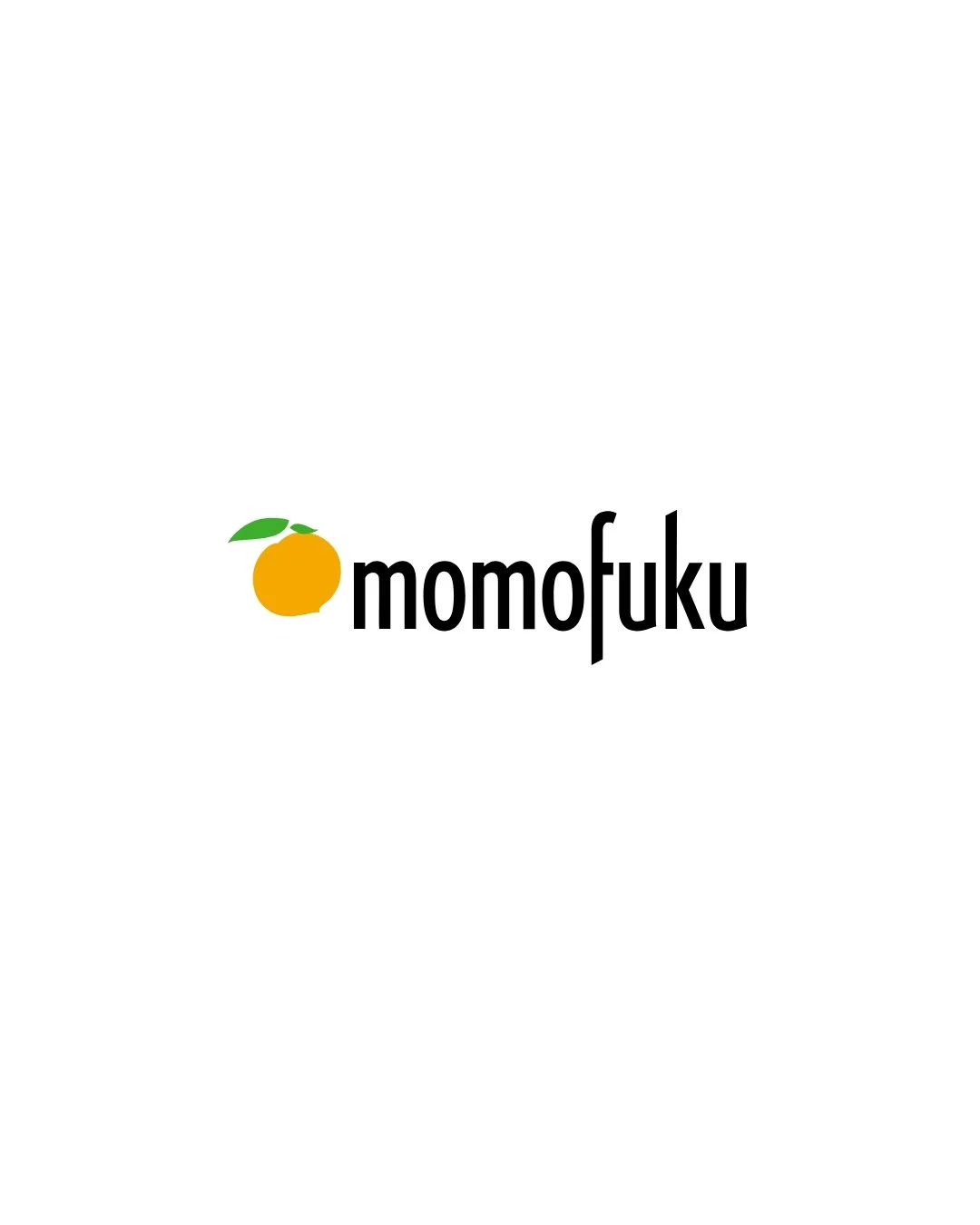 Logo with a yellow citrus fruit and green leaf, followed by the text 'momofuku' in black.