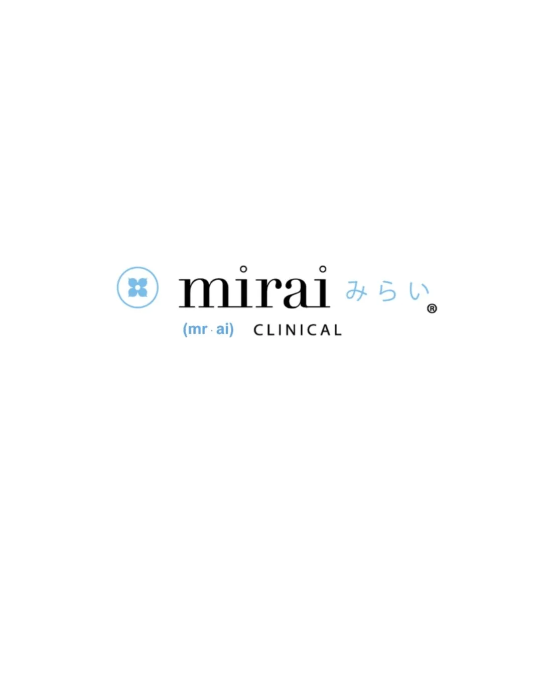 Mirai Clinical logo with Japanese characters and the words 'mr.ai' and 'clinical' in black and blue font.
