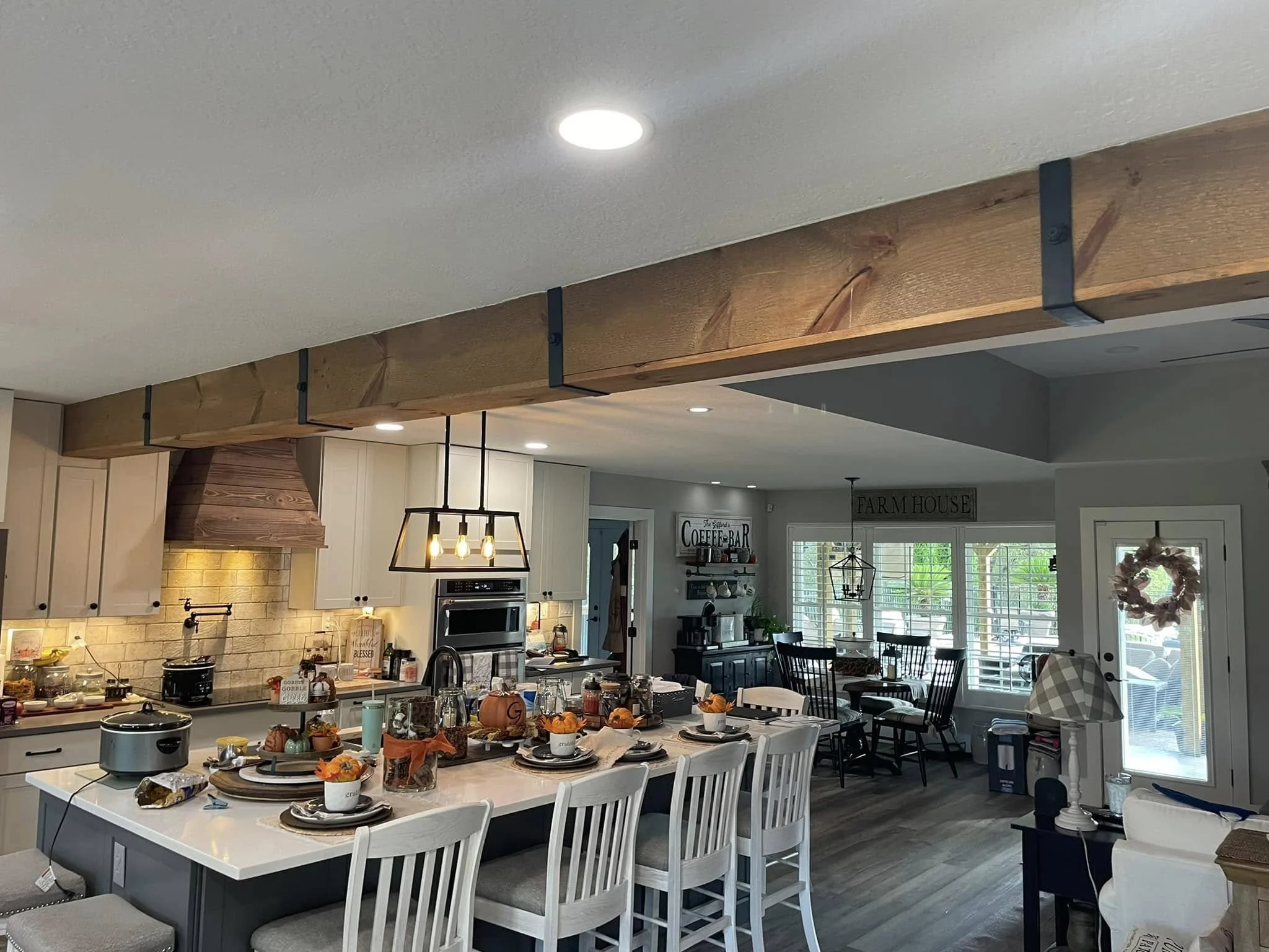 home remodel large beam