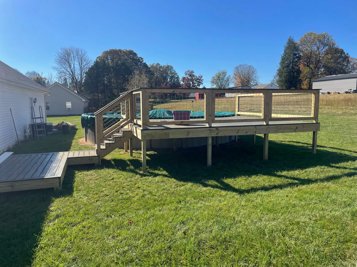 Small patio to raised pool deck