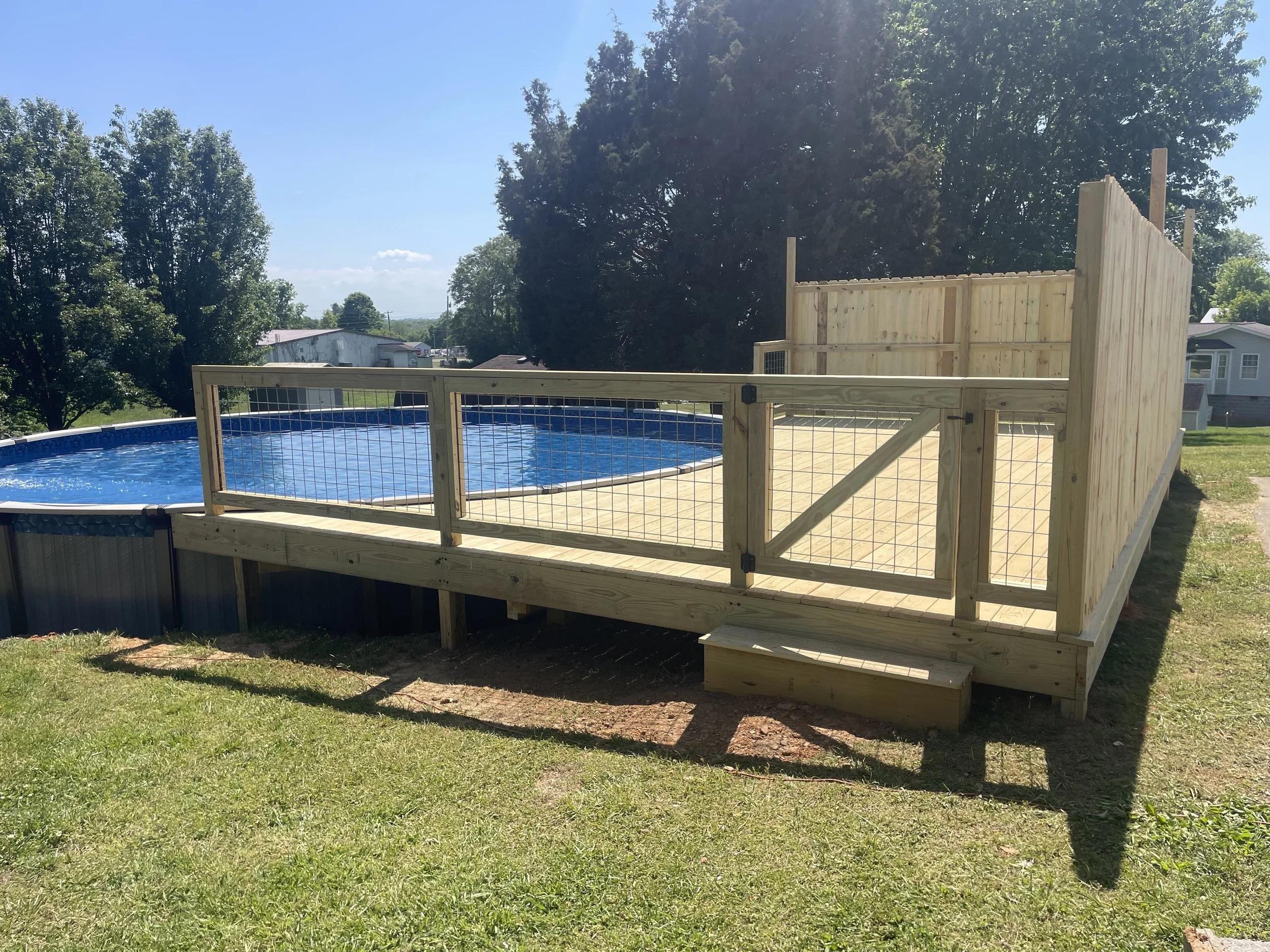 Pool deck and privacy fence