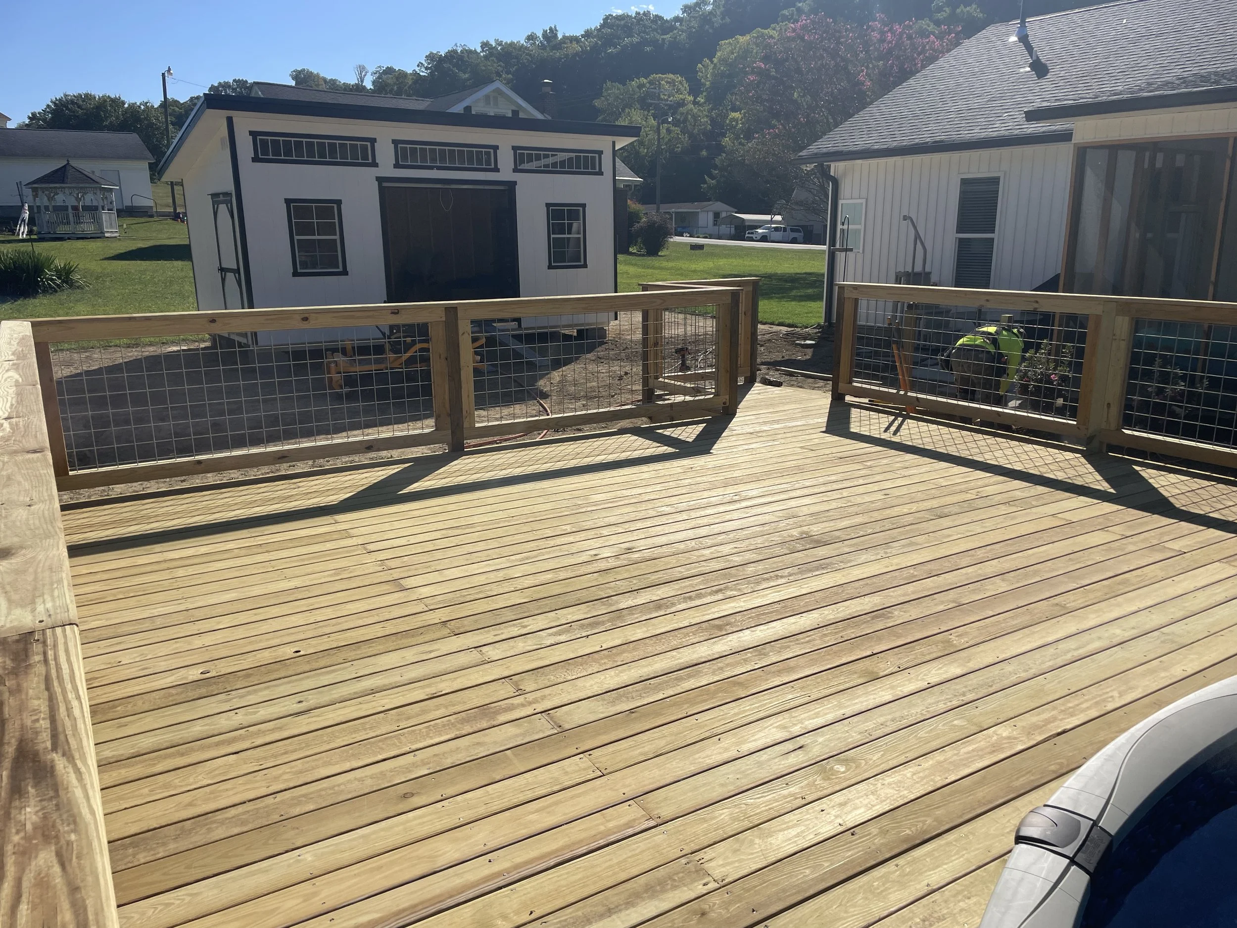 Backyard pool deck