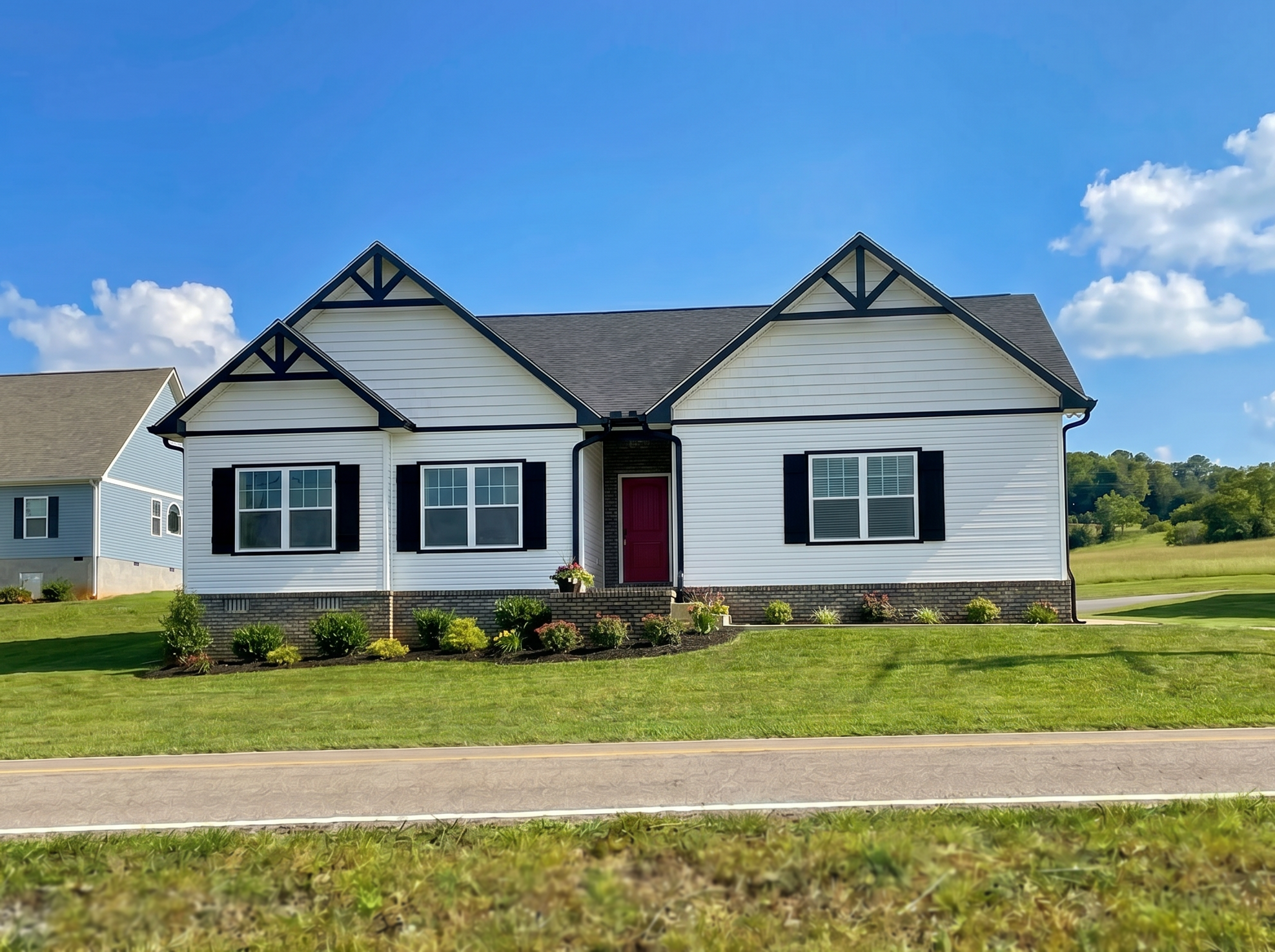 new home build, white sideing