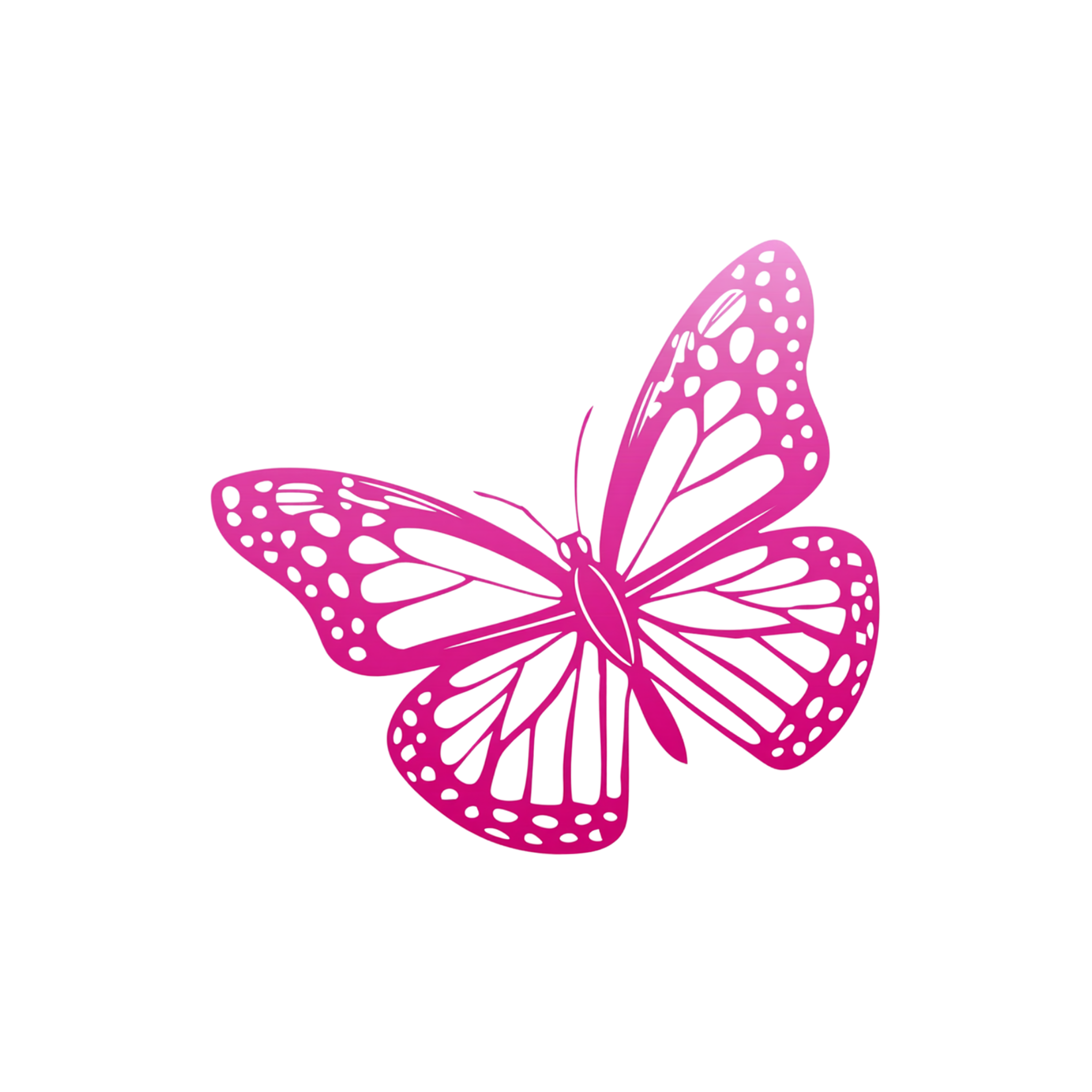 Pink butterfly-shaped 3D laser cut decorative piece with intricate cutouts.