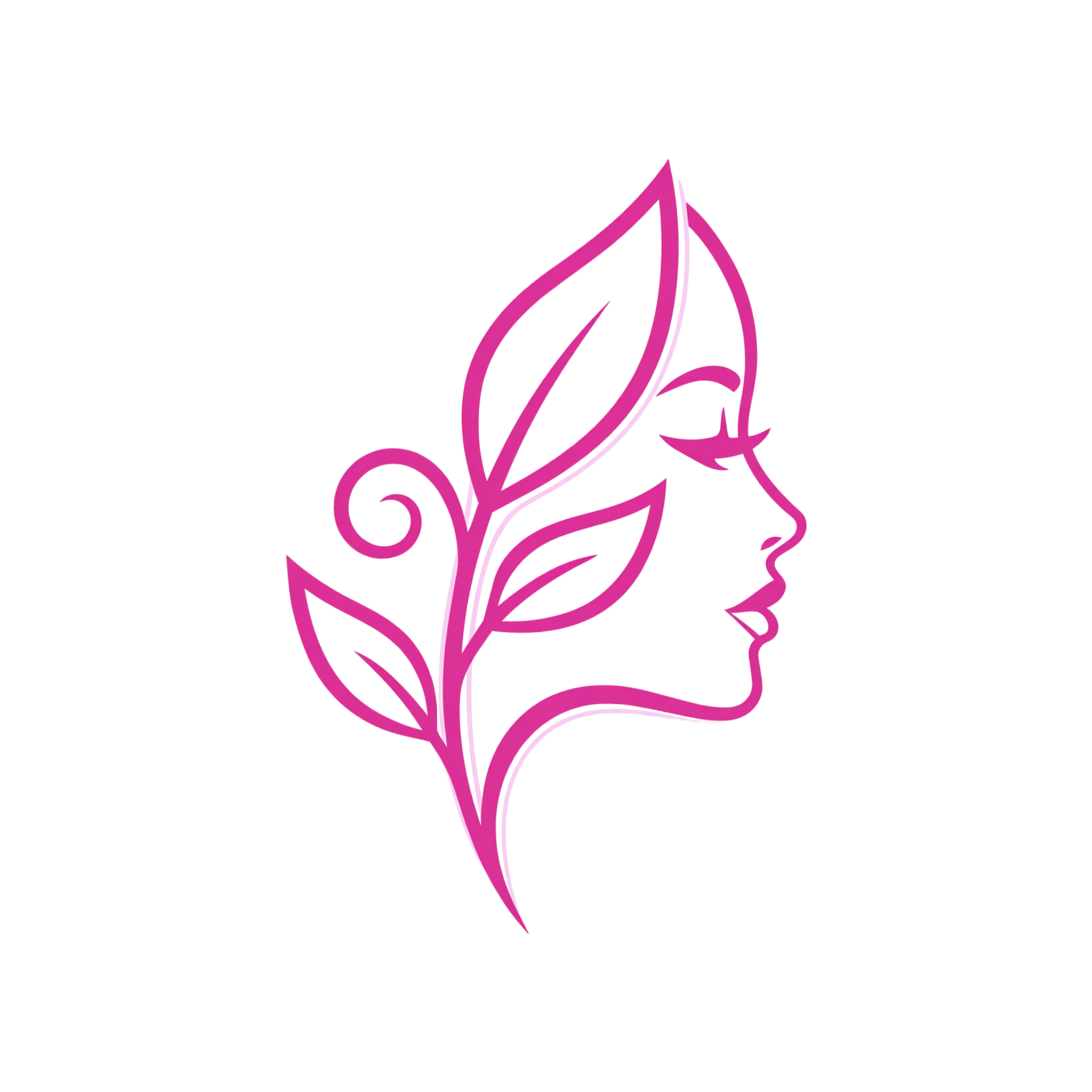 A stylized pink and purple fire-shaped logo with abstract flame design on a black background.