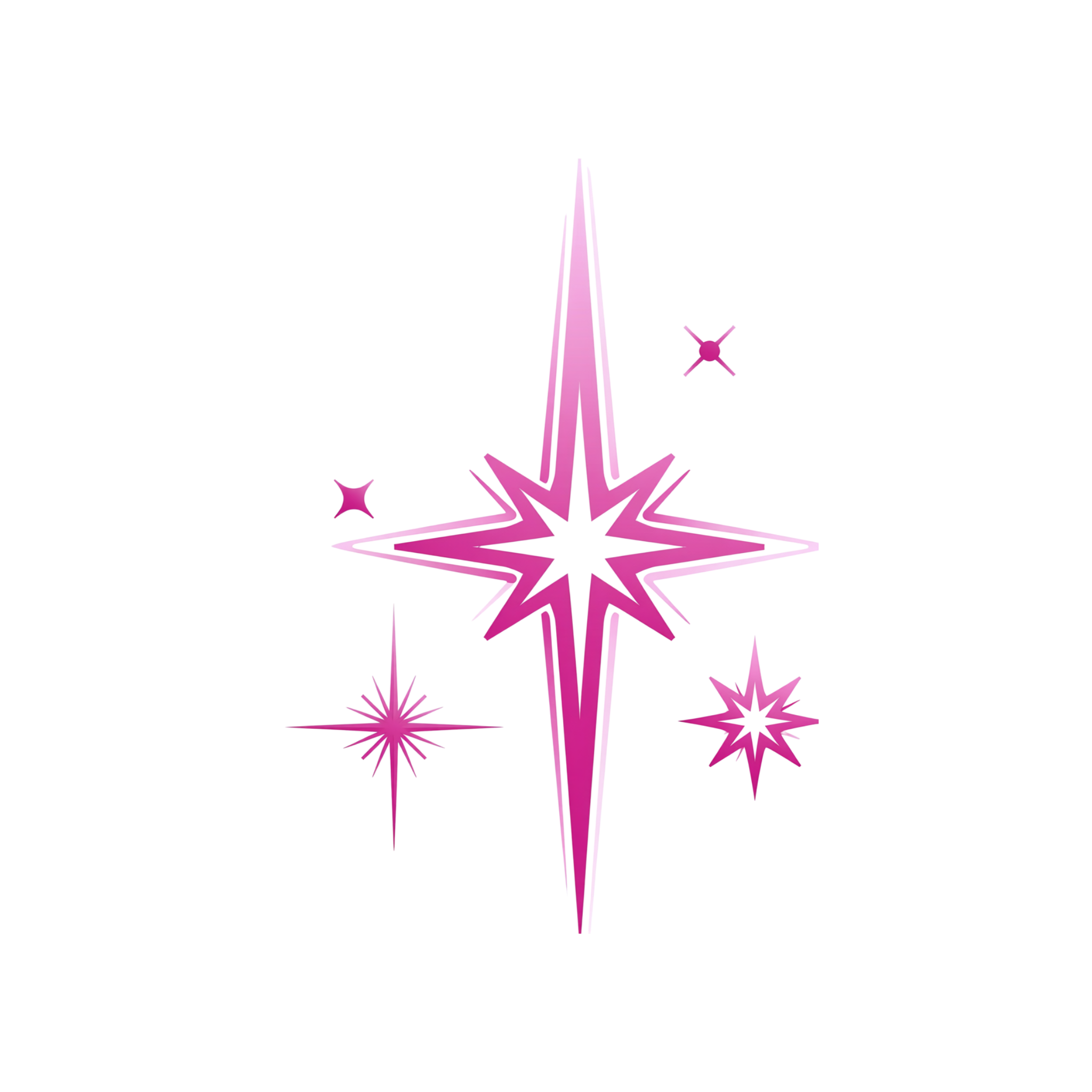 Pink glowing star-shaped decoration with multiple pointed tips on a black background.