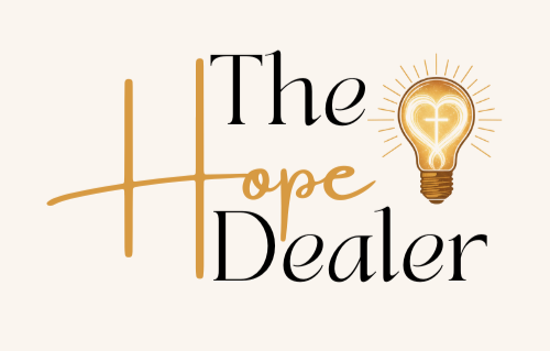 The Hope Dealer logo with text and a lightbulb with a cross inside