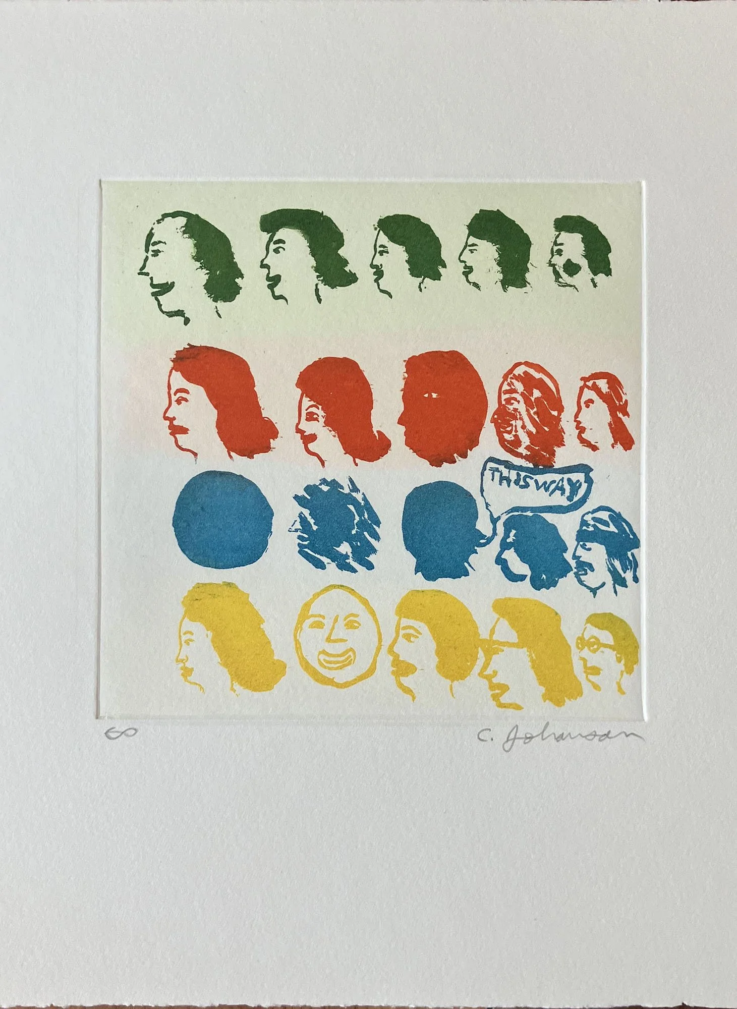 Chris Johanson — Unique Individual Heads | Etching, 2016 | Paulson Fontaine Press