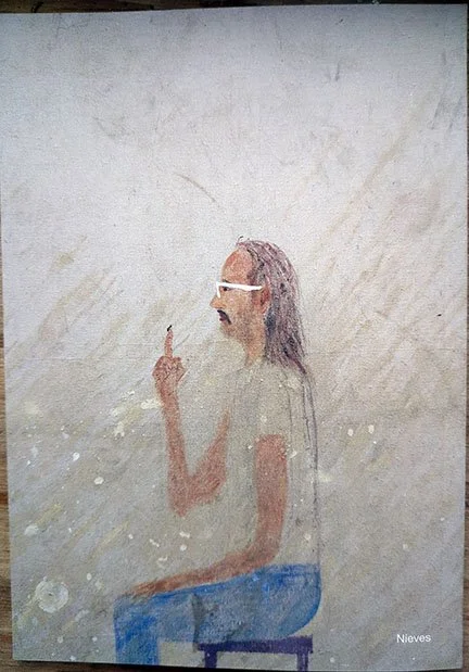 Back cover of Ants, a 2025 artist book of paintings by Chris Johanson, published by Nieves. Soft-cover, 14 × 20 cm.