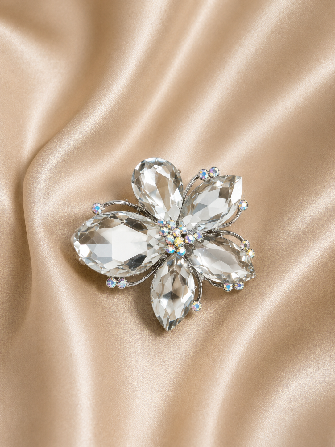 Crystal Elegance Flower Brooch