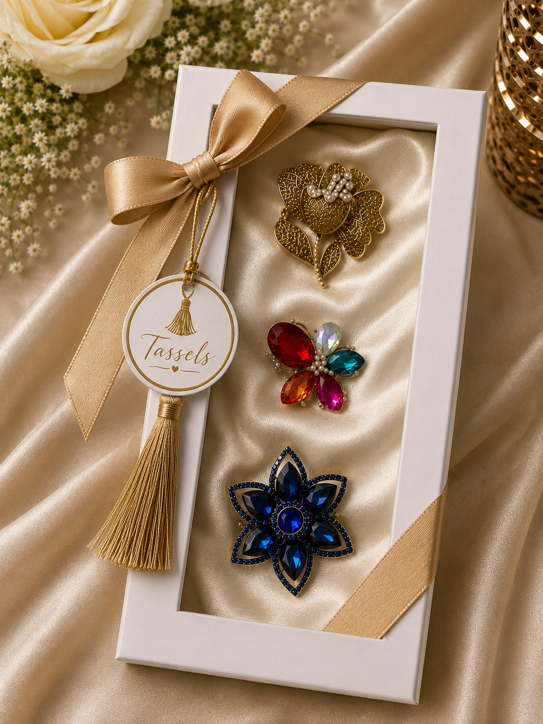 Exquisite Gemstone Brooch Gift Set