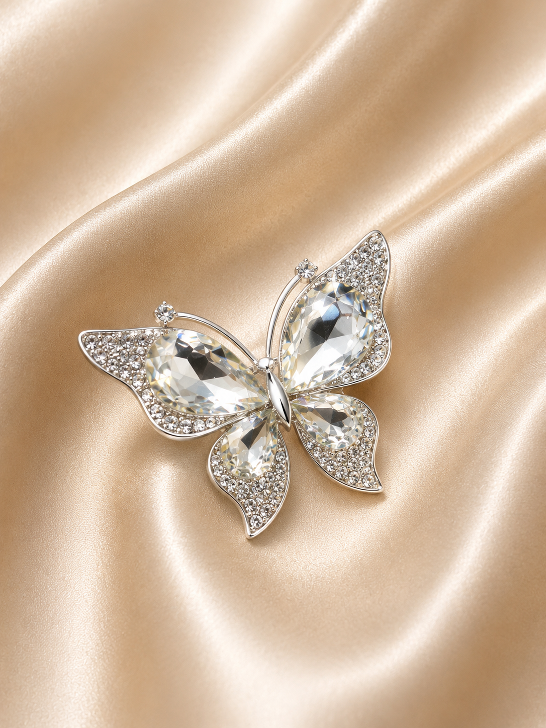 Radiant Crystal Butterfly Brooch
